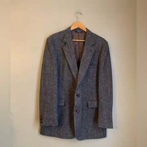 vintage Harris Tweed Scottish wool herringbone sport coat blazer 44XL Brown